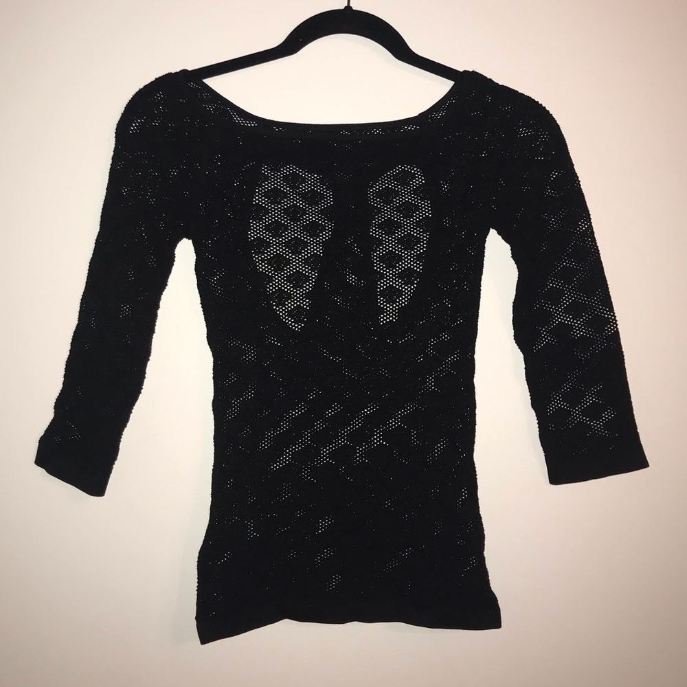 Free People Black Lace Top